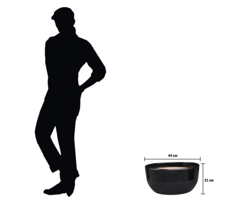 Cache-pot rond avec indication de la taille