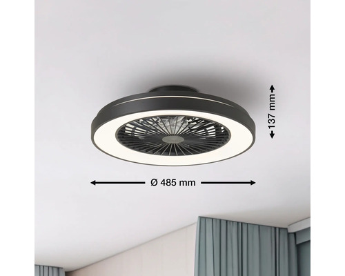 Deckenventilator mit Beleuchtung und den Massen 485 mm Durchmesser und 137 mm Höhe
