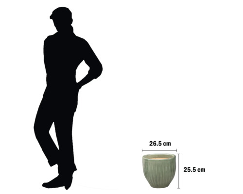 Pflanzgefäß mit Größenangabe 26,5 cm und 25,5 cm