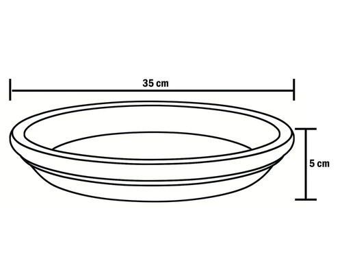 Image d'une jardinière mesurant 35 cm de long et 5 cm de haut.