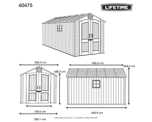 Image d'un abri de jardin avec dimensions