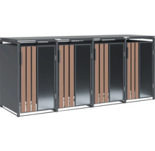 Cache-conteneur pour trois poubelles en métal et bois