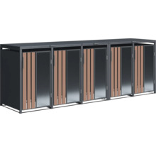 Cache-conteneurs pour trois poubelles avec lamelles et porte verrouillable