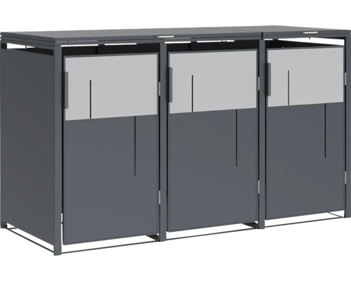 Trois conteneurs à ordures pour le tri des déchets