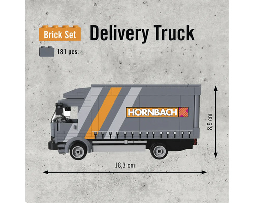 Lieferwagen Bausatz mit 181 Teilen und den Abmessungen 18,3 cm mal 8,9 cm
