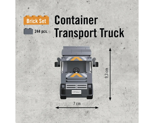 Container Transporter Lkw Bausatz, 244 Teile, 9,3 cm hoch, 7 cm breit