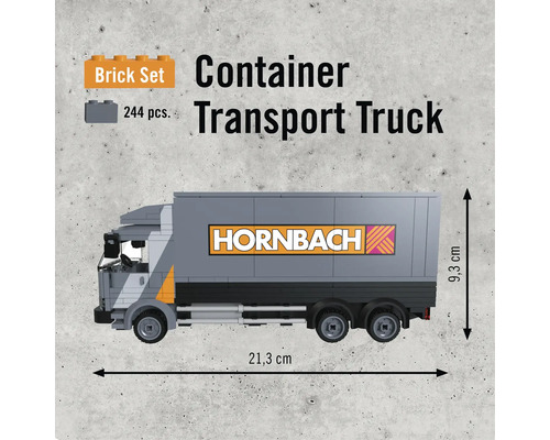 Container Transporter LKW Bausatz mit Hornbach Logo und Massangaben