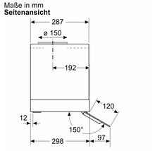 Seitenansicht mit Maßangaben in Millimeter