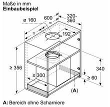 Einbaubeispiel mit Maßangaben in Millimeter