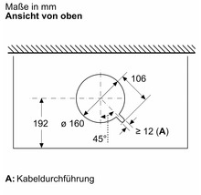 Technische Zeichnung mit Maßen für eine Kabelführung