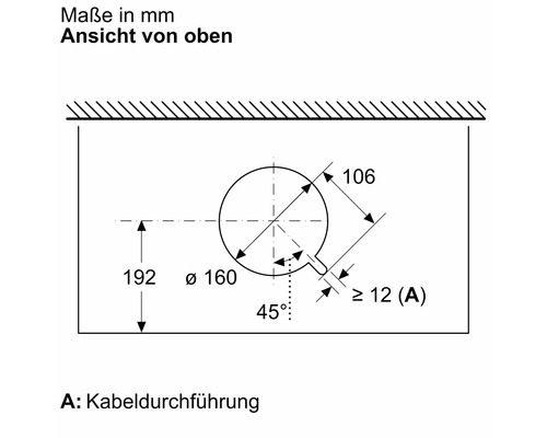 Technische Zeichnung einer Kabeldurchführung mit Maßangaben in Millimeter