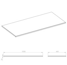 Dessin d'un plan de travail mesurant 1008 x 460 x 15 millimètres