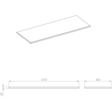 Plan de travail mesurant 1210 x 460 x 20 millimètres