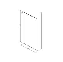 Technische Zeichnung einer Duschwand mit den Massen 2100 mm Höhe, 1160 mm Breite und 8 mm Dicke.