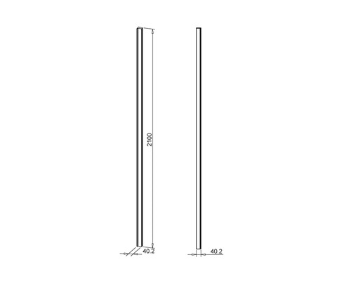 Zeichnung eines Paneels mit den Massen 2100 mal 40,2