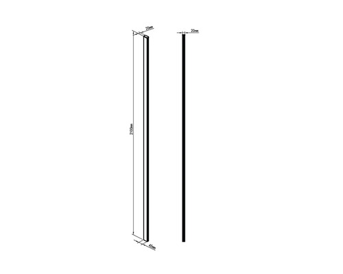 Produktzeichnung mit Maßangaben: 2100 mm Länge, 20 mm Breite, 45 mm Tiefe.
