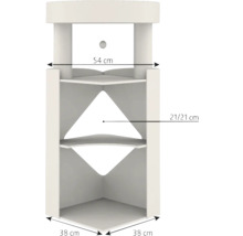 Abbildung eines Eckregals mit Maßangaben