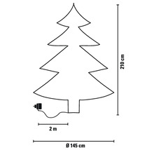 Schéma d'un sapin de Noël mesurant 210 cm de haut et 145 cm de diamètre