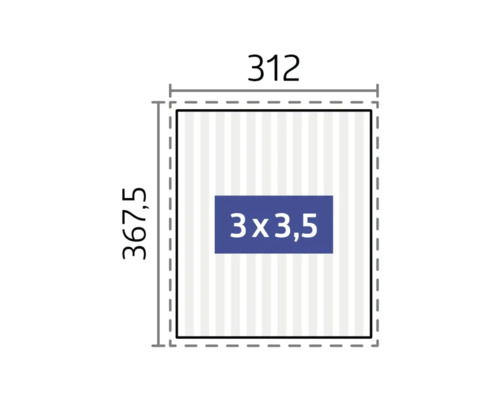 Abmessungen 312 x 367,5 Zentimeter