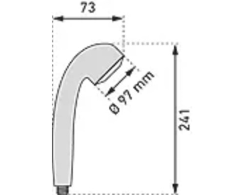 Dessin technique d'une douchette à main avec dimensions