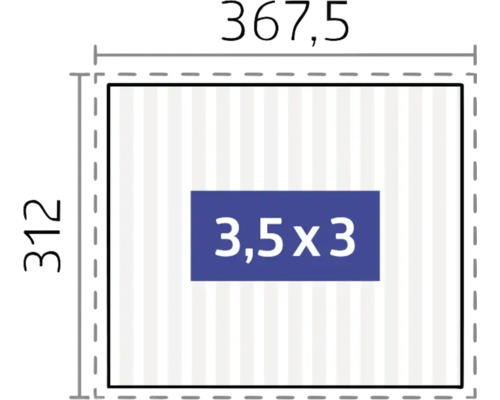 Grössenangabe 367,5 x 312 mit Produktgrösse 3,5 x 3