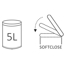 Symbole pour un seau de 5 litres avec fonction de fermeture en douceur