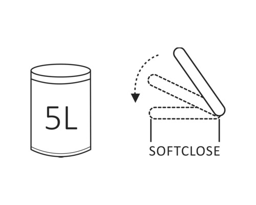 Symbole pour un seau de 5 litres avec fonction de fermeture en douceur