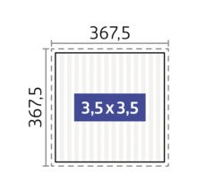 Illustration carrée avec des dimensions de 367,5 sur 367,5 et une indication centrale de 3,5 sur 3,5