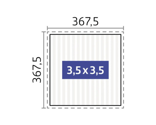 Illustration carrée avec des dimensions de 367,5 sur 367,5 et une indication centrale de 3,5 sur 3,5