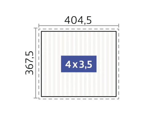 Diagramm mit Abmessungen 404,5 mal 367,5 und einer Fläche von 4 mal 3,5