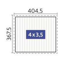Schéma technique avec les dimensions 404,5 et 367,5 et l'indication 4x3,5