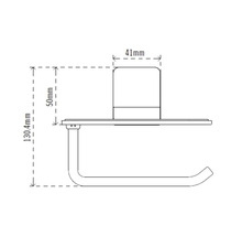 Schéma technique d'un porte-papier toilette avec dimensions.