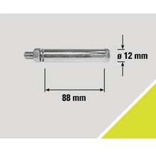 Metallbolzen mit Mutter, 88 mm Länge, 12 mm Durchmesser