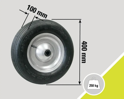 Roue de brouette avec des dimensions de 400 mm x 100 mm et une capacité de charge de 250 kg