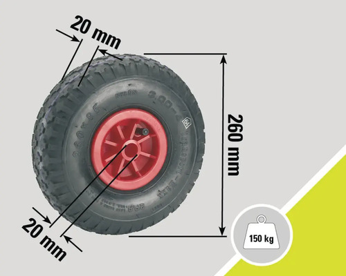 Rad mit den Maßen 260x85 Millimeter und einer Traglast von 150 Kilogramm