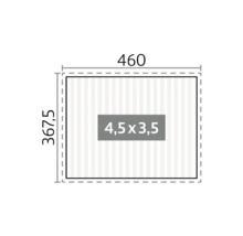 Schéma technique avec dimensions 460 et 367,5 et 4,5 x 3,5