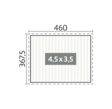 Grundriss mit Massangaben: 460 x 367,5 Zentimeter, Innenfläche 4,5 x 3,5