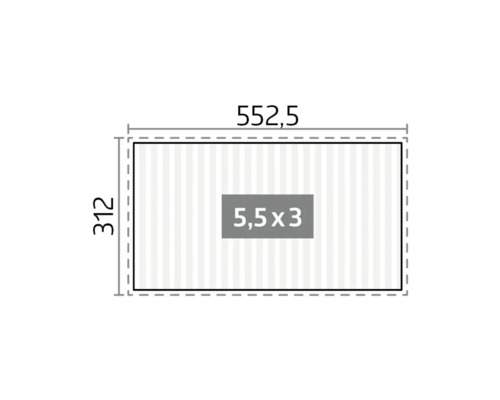Dachplan mit den Maßen 552,5 x 312 und Innenmaßen 5,5 x 3