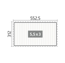 Technische Zeichnung mit Maßangaben 552,5 mal 312 und Flächenangabe 5,5 mal 3