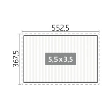 Dessin technique avec dimensions 552,5 par 367,5 et 5,5 par 3,5