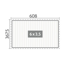 Dimensions du produit : 608 x 367,5 centimètres, surface centrale de 6 x 3,5 centimètres