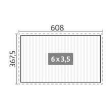 Schéma technique avec dimensions : 608 x 367,5 et 6 x 3,5