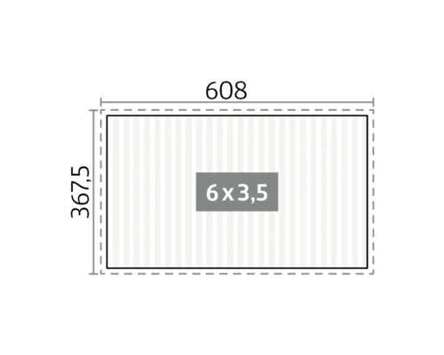 Schéma technique avec dimensions : 608 x 367,5 et 6 x 3,5