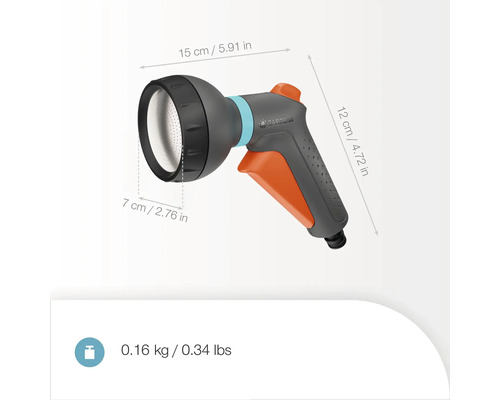 Pistolet de nettoyage Gardena avec dimensions