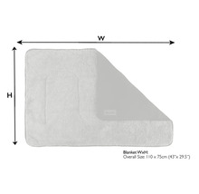 Image d'une couverture duveteuse avec les dimensions de la largeur et de la hauteur.