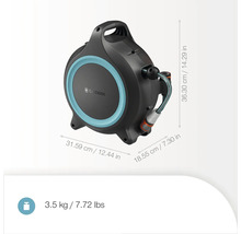 Gardena Schlauchbox mit Schlauch und Abmessungen