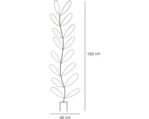 Dekorative Pflanzenstütze aus Metall mit einer Höhe von 180 cm und einer Breite von 46 cm zur Verwendung im Garten
