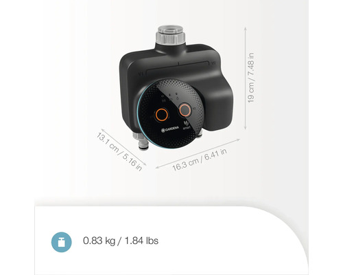 Gardena Smart Wasserverteiler mit Massangaben