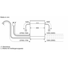 Dimensions d'un lave-vaisselle avec dimensions de raccordement en millimètres