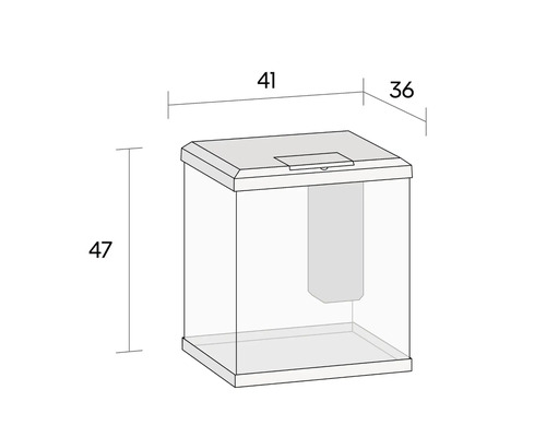 Aquarium mit den Maßen 41 x 36 x 47 Zentimeter